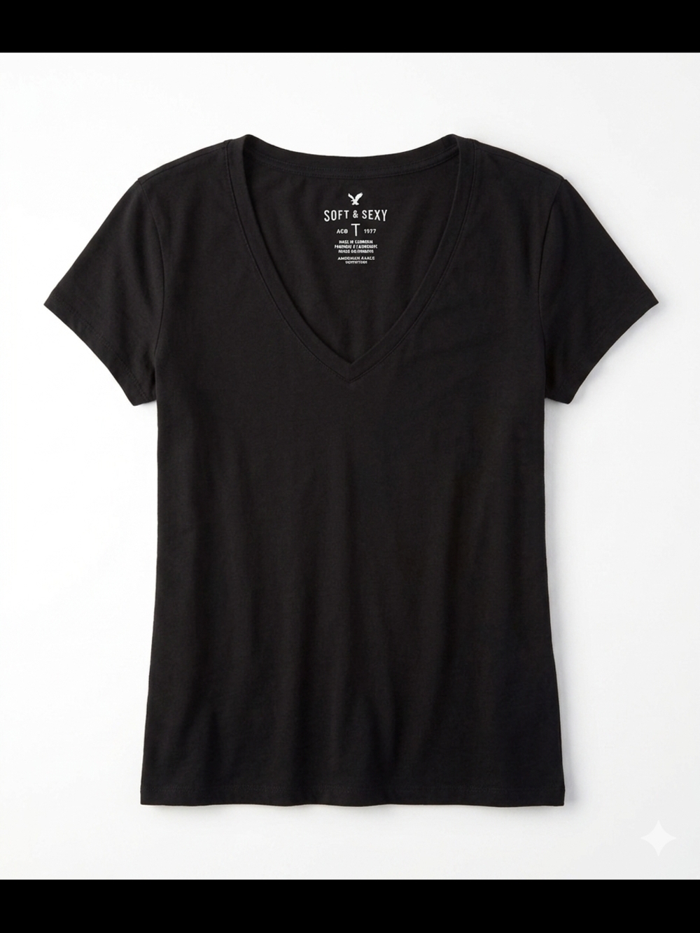 American Eagle Outfitters Black V-Neck Short Sleeve Tee